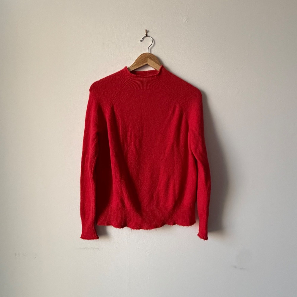 J.Crew Women's Red Merino Alpaca Blend Mockneck Sweater Size‎ Small
